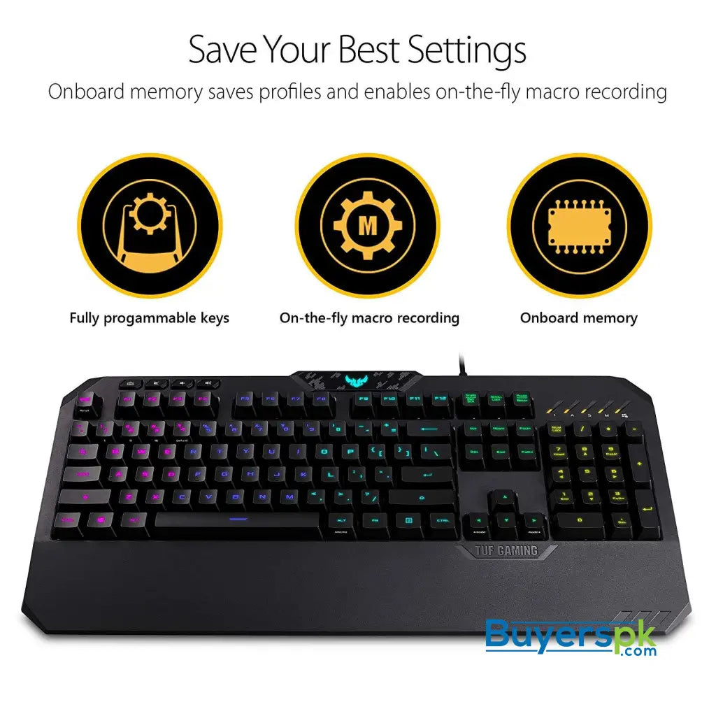 ASUS TUF K5 Mechanical Membrane RGB Gaming Keyboard with Programmable Onboard Memory Media Controls and Aura Sync RGB Lighting - Keyboard ASUS TUF K5 Mechanical Membrane RGB Gaming Keyboard with Programmable Onboard Memory Media Controls and Aura Sync RGB Lighting - Keyboard